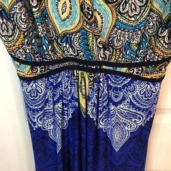 John Paul Richard Womens Large Cottage Core Boho Blue Multicolor Maxi Dress - Picture 3 of 6